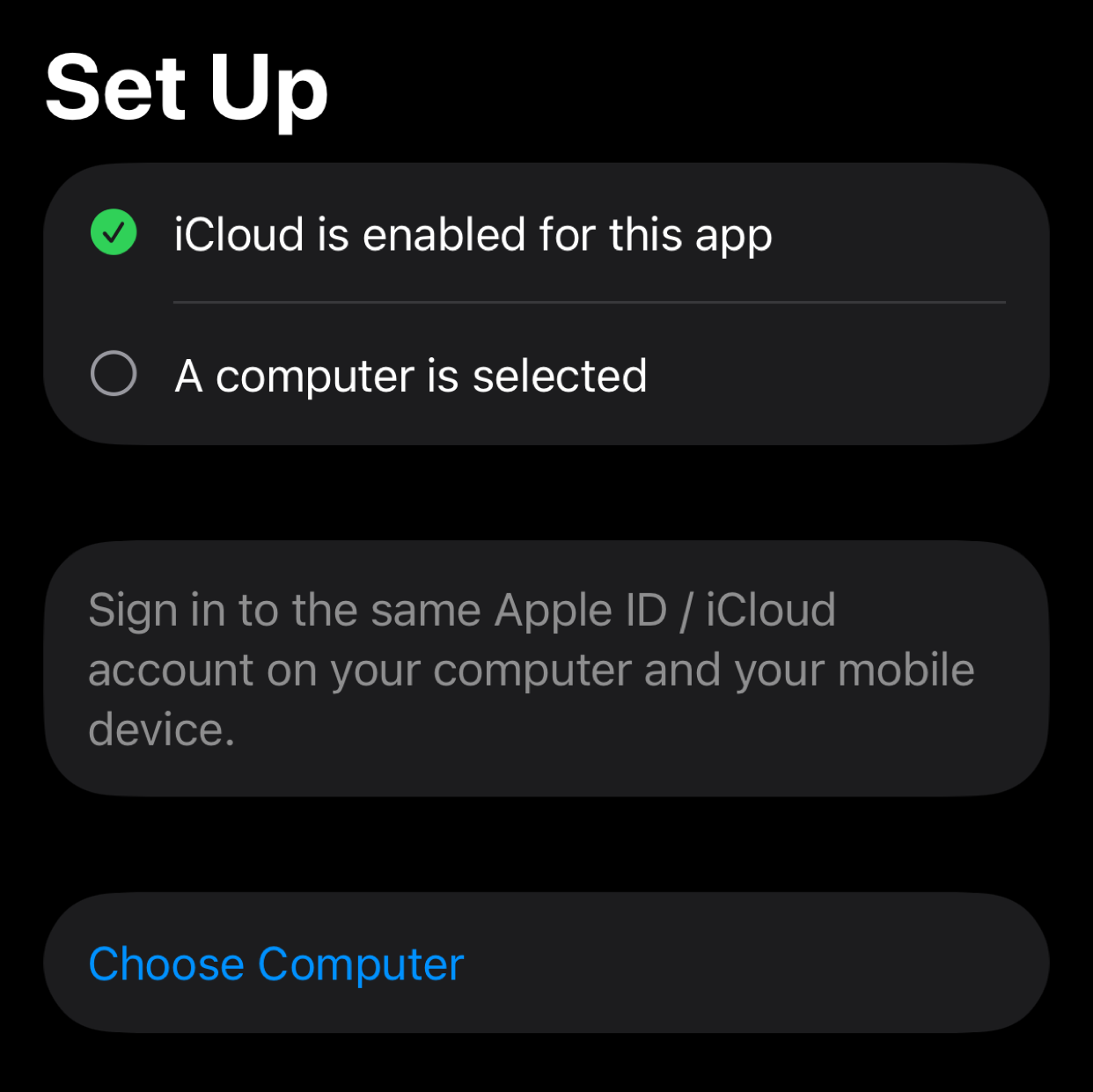 PD Link setup screen